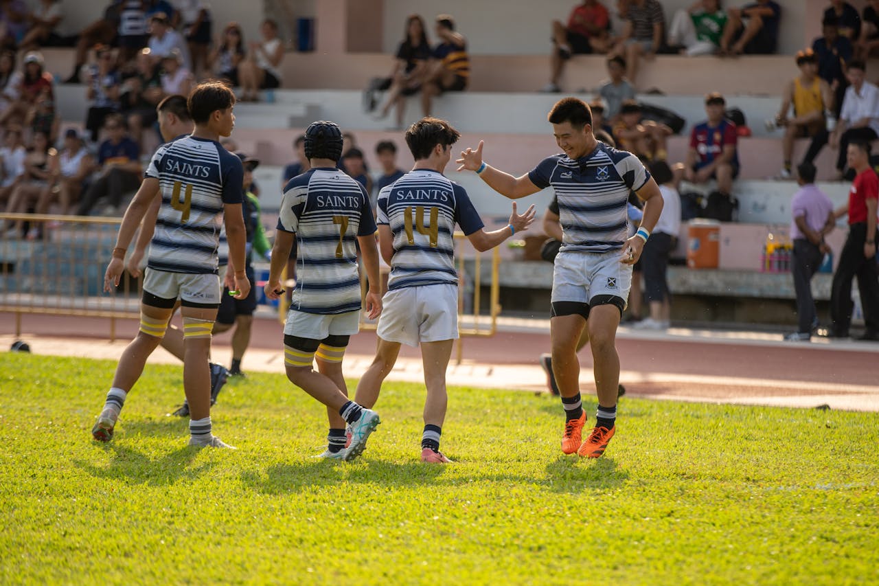 Players celebrating a score